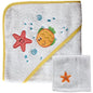 Luvable Friends Unisex Baby Cotton Hooded Towel and Washcloth, Yellow, One Size