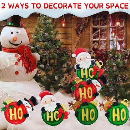 Christmas Outdoor Decoration, Courtyard Garden Wooden Stake Outdoor Decoration, Courtyard Gift Christmas Element Colorful Ball Fun Stacking Wooden Stake, Lawn