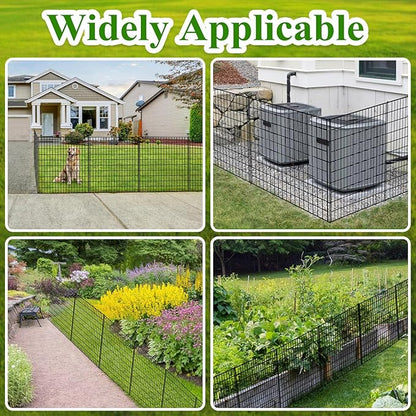 10 Panels Garden Fencing Animal Barrier, 33 in(H) X 24 ft(L) Rabbit Fence for Outdoor Yard No Dig Decorative Tall Garden Fence Metal Wire Rustproof Panel Border Patio Dog Ground Stakes Fencing