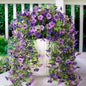 Artificial Faux Hanging Flowers Plants for Outdoor Decor 2 PCS Outside Fake Mums Violets with Eucalyptus UV Resistant Realistic Daisy Trailing Vines for Yard Balcony Porch Decor (Double Purple)