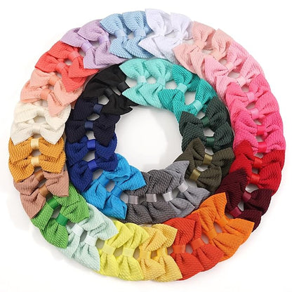 JOYOYO 60Pcs Baby Girls Kids Toddlers 2.75 Inch Twill Waffle Fabric Hair Bows Alligator Clips for Pigtails Hair Accessories and Bangs