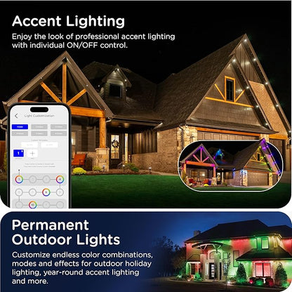 Enbrighten Vibe Eternity Permanent Outdoor Lights Extension Only, 16.5ft with 12 RGBWIC LEDs, Not for Standalone Use, Enbrighten 50ft or 100ft Eternity Lights Needed, Extendable up to 200ft, 81104