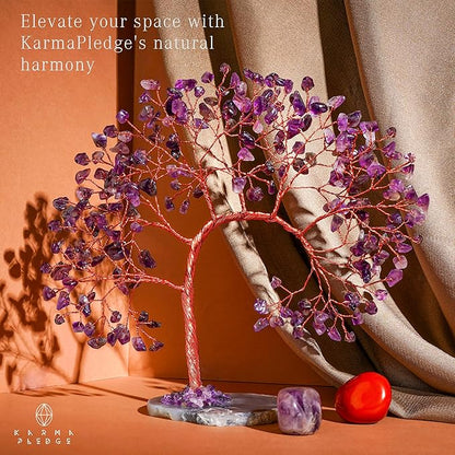 Amethyst Crystal Crystal Tree of Life for Home and Office Decor, Positive Energy, Wealth, Good Luck, Reiki Healing, Handmade Feng Shui Decoration, Birthday Gifts for Women, Mom