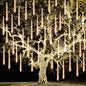 Christmas Meteor Shower Lights Outdoor, 288 LED 12" 8 Tubes Waterproof Christmas Lights Outdoor Plug in, Snow Falling Rain Icicle Xmas Light Decorations, Warm White