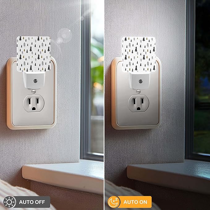 LED Night Light Lamp with Smart Sensor Dusk to Dawn Sensor,Winter Christmas Trees Night Light Daylight White,0.5W Plug-into Wall for Adults,Bedroom,Bathroom,Hallway,Kitchen