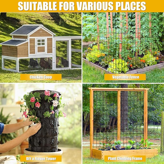 Black PVC Coated Welded Wire Fencing, 60in High x 50ft Long, 2 inch x 3 inch 16GA 2/3/4/5/6 Ft Tall Welded Wire Fence Rolls, Black Metal Garden Fence Wire Roll Garden Fencing for Yard
