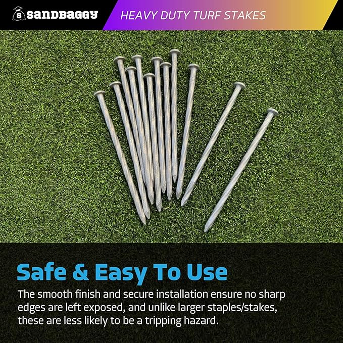 Sandbaggy 6" Heavy Duty Galvanized Artificial Turf Stakes - Spiral Landscape Nails - Ground Spikes/Pins - Synthetic Grass, Lawn, Edging, Weed Barrier Fabric, Garden (6 inch - Heavy Duty, 300, Count)