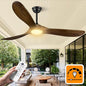 Haipeel 60 Inch Ceiling Fans with Lights, Propeller Solid Wood Ceiling Fans with Light and Remote Control for Outdoor Ceiling Fan with Light for Patio Farmhouse, DC ETL Listed, Oil Rubbed Bronze