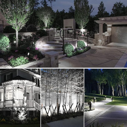 Solar Spot Lights Outdoor, Solar Landscape Spotlights IP65 Waterproof 9.8ft Cable, Auto On/Off Outdoor Wall Lights for Garden Yard Driveway Porch Walkway Pool (1-in-1 6000K Cold White 4 Pack)