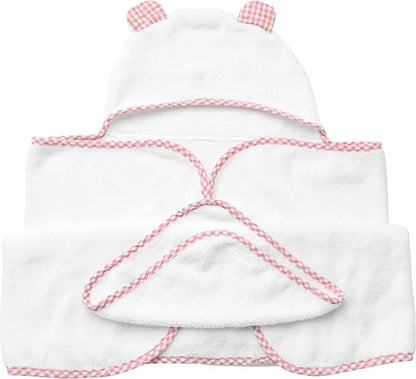 Channing & Yates Premium Boutique Baby Towels for Girls - Hooded Girl Towel & Washcloth Set - Organic Viscose Made from Bamboo Baby Towels with Hood - Baby Girl Bath Towels (Pink)