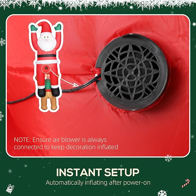 Outsunny 7FT Hanging Christmas Inflatable Santa with Dog, Christmas Blow Up Decoration with Built-in LED Lights for Garden, Indoor Outdoor Home Decor