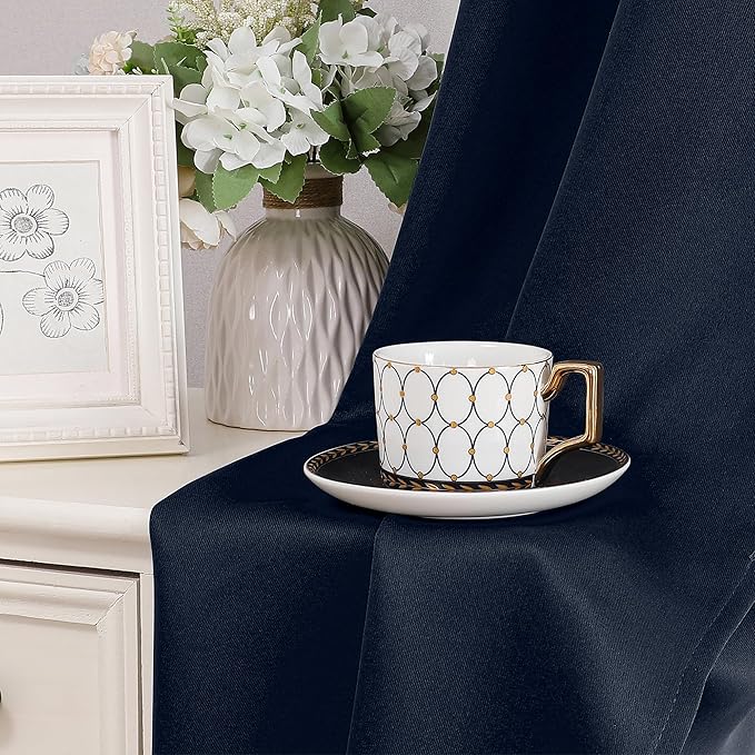 Simplebrand Navy Blue Kitchen Valances for Windows 18 Inches Long 2 Pack, Room Darkening Window Valances for Living Room, Grommet Short Straight Drape Kitchen Curtains for Bedroom Kids Room, 40Wx18L