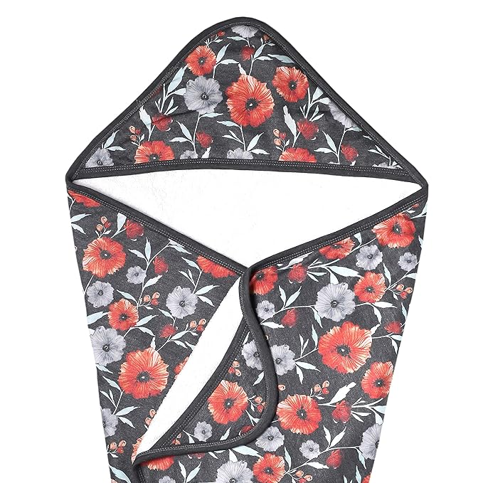 Copper Pearl Premium Knit Hooded Bath Towel with Terry Cloth Interior Poppy