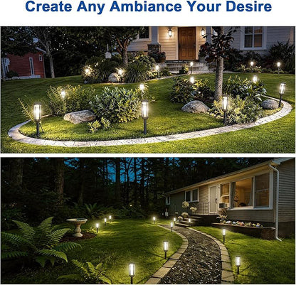 Solar Pathway Lights Outdoor Waterproof IP65, 4 Pack Cool White Solar Walkway Lights, Auto On/Off Outdoor Light for Lawn Garden Patio Driveway Decor Landscape Lighting