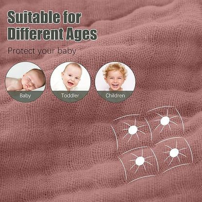 Spotted Play 2 Pack Hooded Baby Towels - 100% Muslin Cotton for Newborns, Infants, Toddlers - Large 32x32 Inch Size - Highly Absorbent and Essential for Newborn Care, Deep Bean Paste