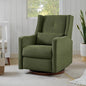 Upholstered Recliner Swivel Glider Nursery Chair Reclining Performance Fabric Rocker with Wood Base,Boucle,Moss Green