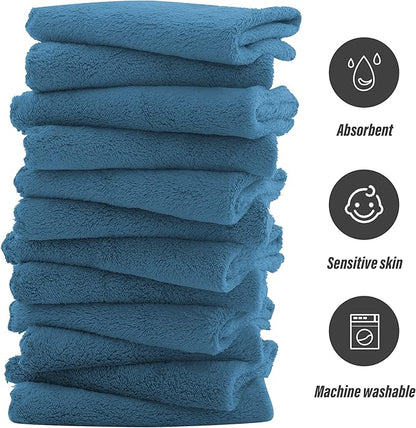 Sunny zzzZZ Ultra Soft 24 Pack Baby Washcloths - 10x10 Inches - Coral Fleece Extra Absorbent Wash Clothes for Babies, Infants and Toddlers - Sensitive Skin and Newborn - Ideal Baby - Ocean Aqua