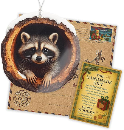 Funny Christmas Ornaments - Raccon Gifts - Raccoon Christmas Ornaments - Animal Lovers Ornaments - Racoon Ornament - Christmas Ornament 2025 - White Elephant Gifts - Xmas Tree Funny Decoration