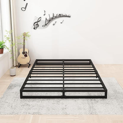 6 Inch King Size Bed Frame Sturdy Mattress Foundation, Heavy Duty Metal Platform with Steel Slats Support No Box Spring Needed, Noise Free, Easy Assembly, Black