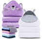 Cute Castle 2 Pack Hooded Baby Towel Rayon Made from Bamboo with 8 Washcloths - Soft Bath Towel for Bathtub for Babie, Newborn, Infant, Natural Baby Stuff Towel (Hippo and Cat)
