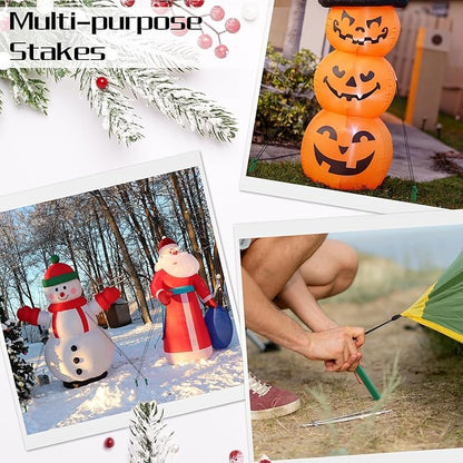 Aodaer 16 Pieces Plastic Inflatable Stakes 8.8 Inch Christmas Halloween Yard Stakes Heavy Duty Anchor Replacement Inflatable Accessories for Garden Outdoor Inflatable Decorations, Green