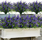 Geegoods 48 Bundles Artificial Plants Flowers Outdoor – Faux Lavender Flowers with Monkey Grass UV Resistant Plastic Faux Plants for Garden Porch Window Patio Hanging Planter Home Decor