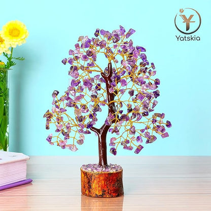 YATSKIA Amethyst Crystals Tree of Life - Stones and Crystals - Bonsai Tree - Good Luck Gifts for Women - Meditation Accessories - Chakra Stones Decor