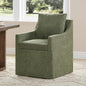 Upholstered Dining Chairs with Casters Easy Assembly Side Deskchair with Rollers for Diningroom Living Room, Green, 1 Box