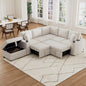 84.7" Symmetrical Convertible Sleeper Sectional Sofa Couch Bed for Living Room 4 Seater L Shaped Reversible Pull Out Sleeper Sofabed with Movable Ottoman ,2 Cup Holders ,USB Ports, Detachable Backrest