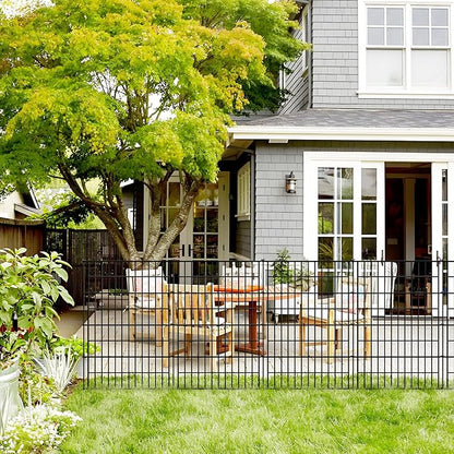 Garden Fence 40 inch H x 28 inch W (10 Panels, Total Length 23 ft) Metal Decorative Fence No Dig Rustproof Animal Barrier Fencing for Dog, Rabbits, and Patio,Yard