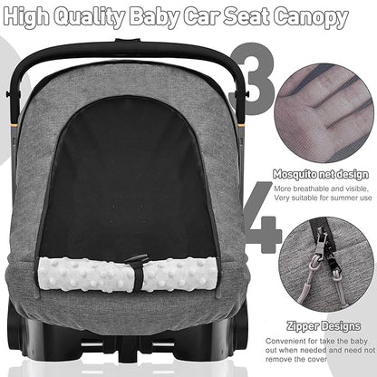 Waterproof Baby Car Seat Cover Compatible with Doona Car Seat and Stroller,Patented Windproof Car Seat Canopy for Boys & Girls, Keeps Babies Warm and Coz(Gray)