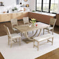 Ball & Cast 6 Piece Dining Table Set with 4 Upholstered Chairs & 1 Bench,Wooden Living Room Furniture for 6 W/ 59.1" Rectangle Kitchen Desk,for Restaurant,Home Bistro,Natural Wood