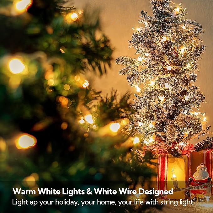 Clear Christmas Lights Set with White Wire,50Count 13Feet Incandescent Bulb Mini String Lights for Indoor Christmas Tree Garland Birthday Wedding Party Festival Decoration, Warm White