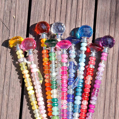Exway 247 PCS DIY Fairy Wand Beaded Garden Stake Kits with Assortment Large Hole Beads 10 Crystal Stopper Top Threaded Rods and Sparkling Crystal Pendants for Outdoor Indoor Decor