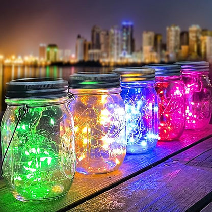 10 Pack 30 LED Solar Mason Jar Lid String Lights,Fairy Lights String Lids Lights Including 10 Pcs Hangers,for Indoor Outdoor Wedding Patio Garden Party Decorations Gift(No Jars) (5 Colors)
