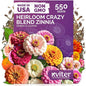 KVITER 550 Crazy Blend Zinnia Seeds for 2025 (Zinnia Elegans) – Double Zinnia Seed Mix, Heirloom Pollinator Magnet – Ideal Flower Seeds for Planting in Cutting Garden, Borders, Containers