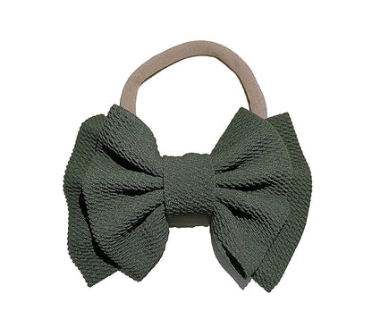 Baby Girl's 5 Inches Soft Double Bow-knot Nylon Headband Toddler Headdress for Photography Party Festivals (Army Green)