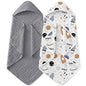 Yoofoss Hooded Baby Towels for Newborn 2 Pack 100% Muslin Organic Cotton Baby Bath Towel with Hood for Babies, Infant, Toddler and Kids, 32x32Inch, Soft and Absorbent Newborn Essential, Grey Planet