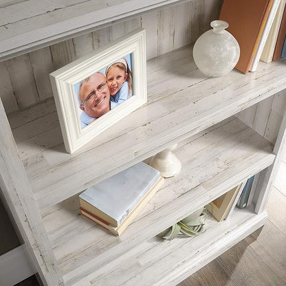 Sauder 3 Tier Book Shelf Wooden Bookcase Multipurpose Bookshelf for Home Office, Living Room, in White Plank