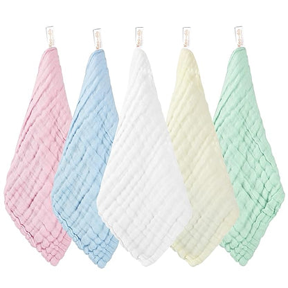 Soft Newborn Essentials - Muslin Washcloths & Towels for Sensitive Skin - 10 Pack, 10x10 Inches - Baby Register Shower Gift