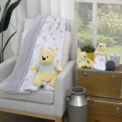 Disney Winnie The Pooh Yellow and Aqua Plush Buddy Pacifier Holder