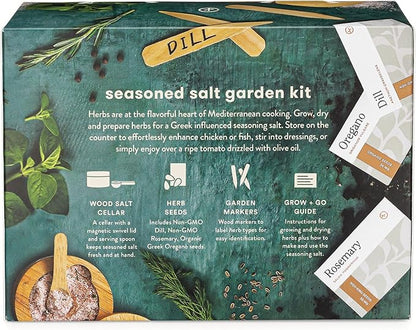 Modern Sprout Travel Trio Seaside in Santorini; Travel-Inspired Seed Kit with Salt Cellar, Organic Seed Starting; Gardening Gift (Seaside in Santorini)