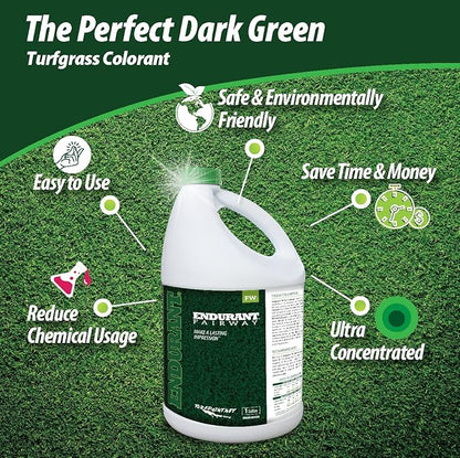 Endurant Turf Colorants - Fairway Spray On Green Grass Paint for Lawns - Revives Dry, Patchy Yards - Dark Grass Hue - Easy to Use, Concentrated Turf Grass Dye - Covers Approx 10,000 Sq Ft - 1 Gal