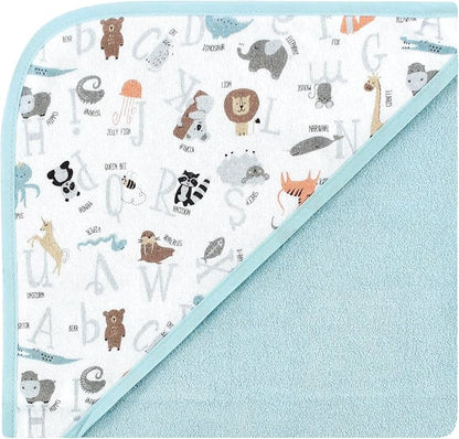 Hudson Baby Unisex Baby Cotton Rich Hooded Towels, Alphabet, One Size (Pack of 2)