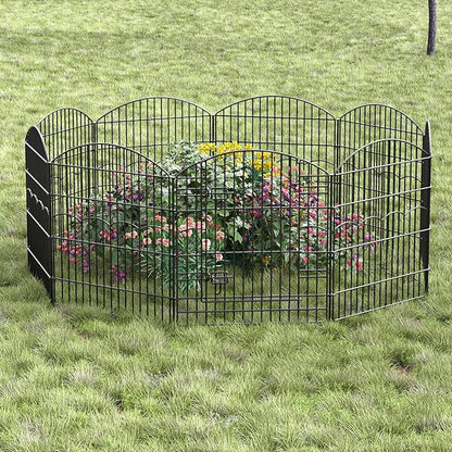 Decorative Garden Fence 12 Panels 26.8ft(L)×32in(H) Garden Fences Animal Barrier Fencing with 11 Panels + 1 Gate, No Dig Metal Rustproof Wire Border Temporary Dog Fence Outdoor for Patio Yard Lawn