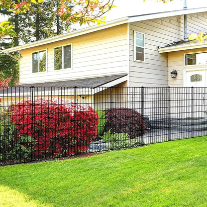 Garden Fence 40 inch H x 28 inch W (10 Panels, Total Length 23 ft) Metal Decorative Fence No Dig Rustproof Animal Barrier Fencing for Dog, Rabbits, and Patio,Yard