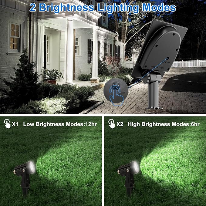 Solar Spot Lights Outdoor, Solar Landscape Spotlights IP65 Waterproof 9.8ft Cable, Auto On/Off Outdoor Wall Lights for Garden Yard Driveway Porch Walkway Pool (1-in-1 6000K Cold White 4 Pack)