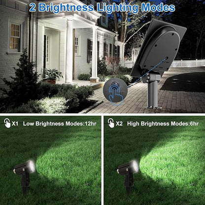 Solar Spot Lights Outdoor, Solar Landscape Spotlights IP65 Waterproof 9.8ft Cable, Auto On/Off Outdoor Wall Lights for Garden Yard Driveway Porch Walkway Pool (1-in-1 6000K Cold White 4 Pack)