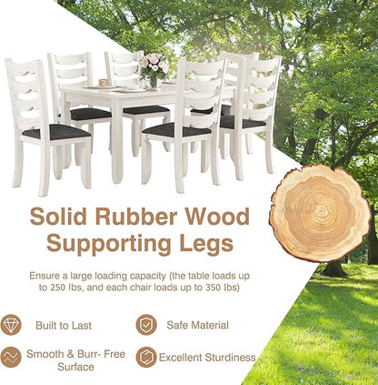 Solid Wood Dining Chair Set of 4, Kitchen Dining Room Chair with Upholstered Cushion & Wooden Legs, Modern Wood Side Chairs for for Kitchen, Washed Gray