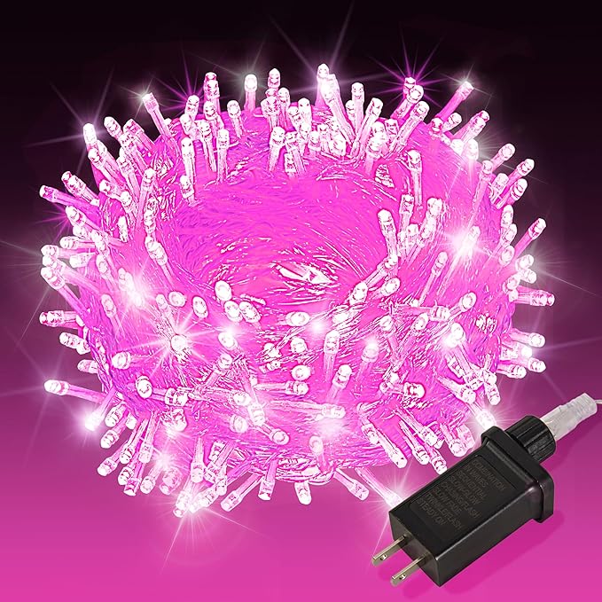 Etinga 200 LED Pink Fairy Lights, 66ft Plug-in Decorative String Lights with 8 Modes for Indoor Outdoor Bedroom Wall Tree Patio Wedding Party (Pink, 200 LED 66ft)
